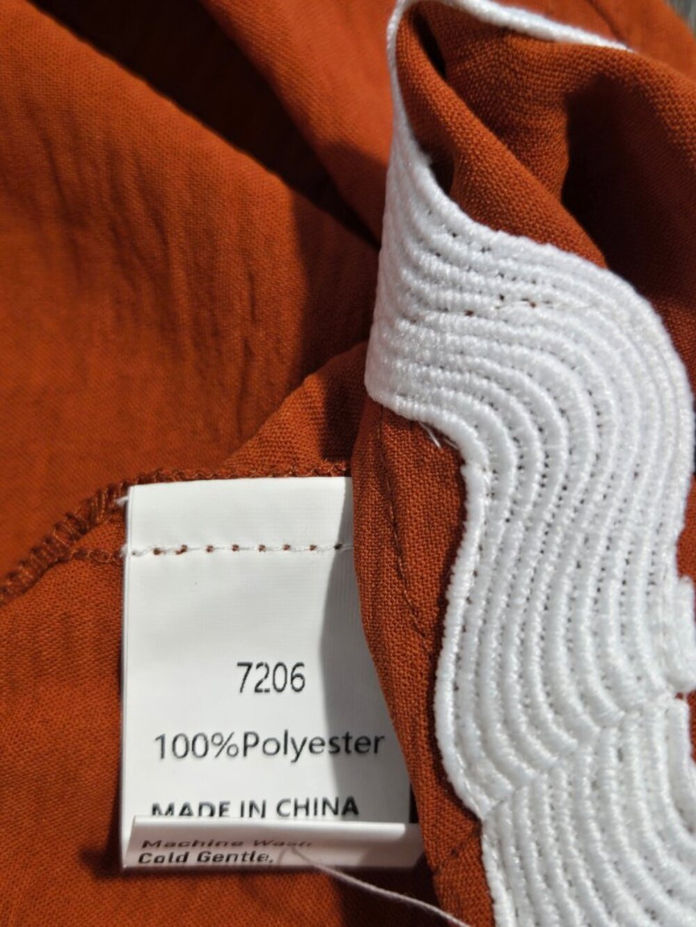 NWT | Burnt Orange 2 Piece Bell Bottom Set Ric Rac Trim Back Zipper | Small - Picture 7 of 8